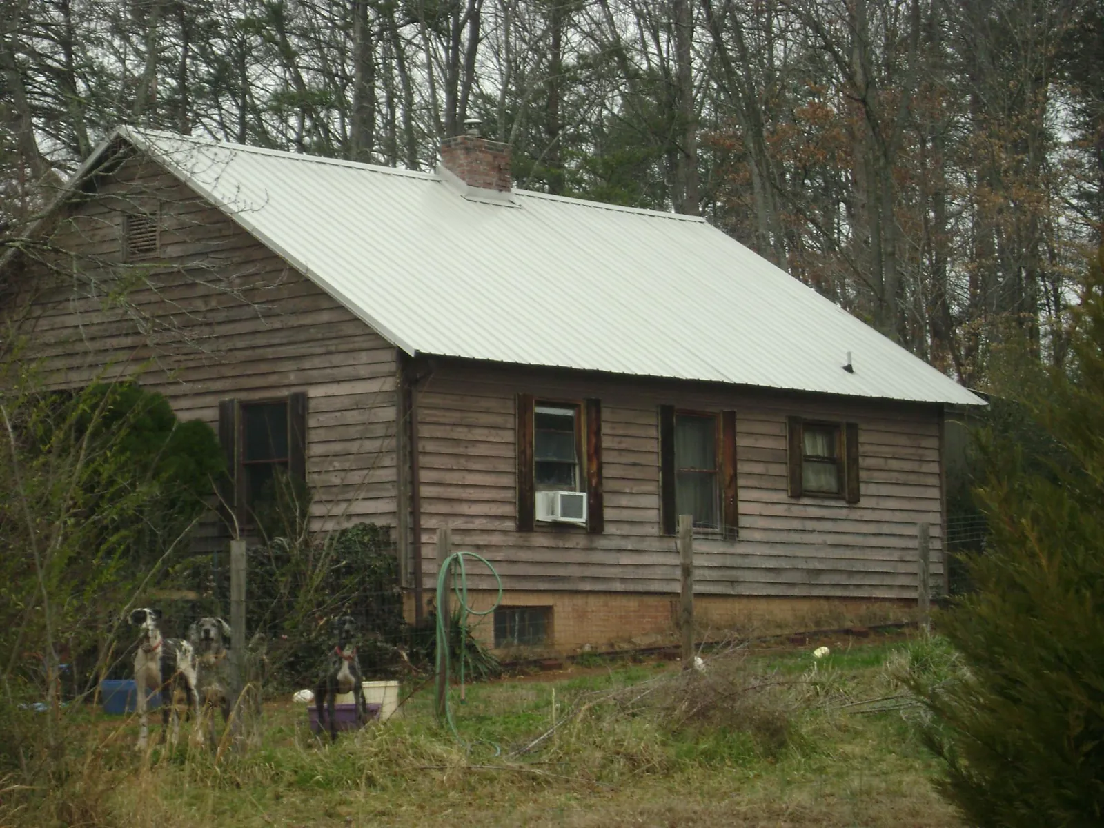 White metal roof on an old wood sided farmhouse, from a Asphalt Shingle Roof Repair job in Newland